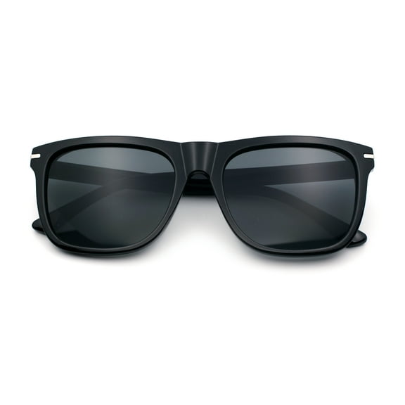 Classic Retro Oversized Horn Rim Hipster Plastic Rectangular Sunglasses All Black