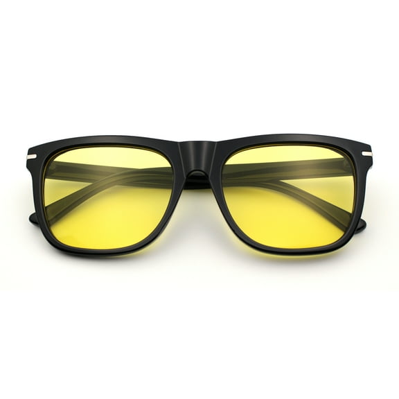 Classic Retro Oversized Horn Rim Hipster Plastic Rectangular Sunglasses Black - Yellow