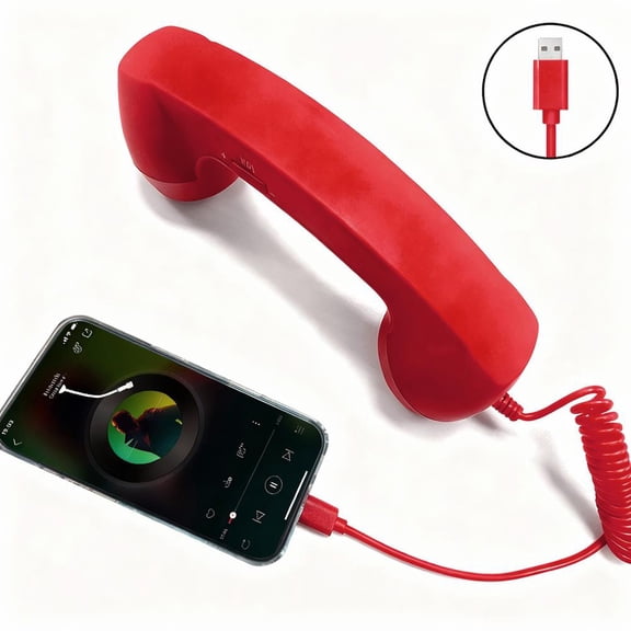 Classic Retro Phone Handset for Cell Phones, Vintage Type-C Telephone Receiver for iPhone & Android, Stylish Wired Headset with Exceptional Sound Quality for Christmas Gift