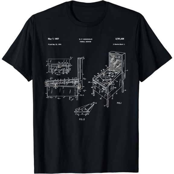 Classic Retro Pinball Design - Pinball Patent - Gift T-Shirt