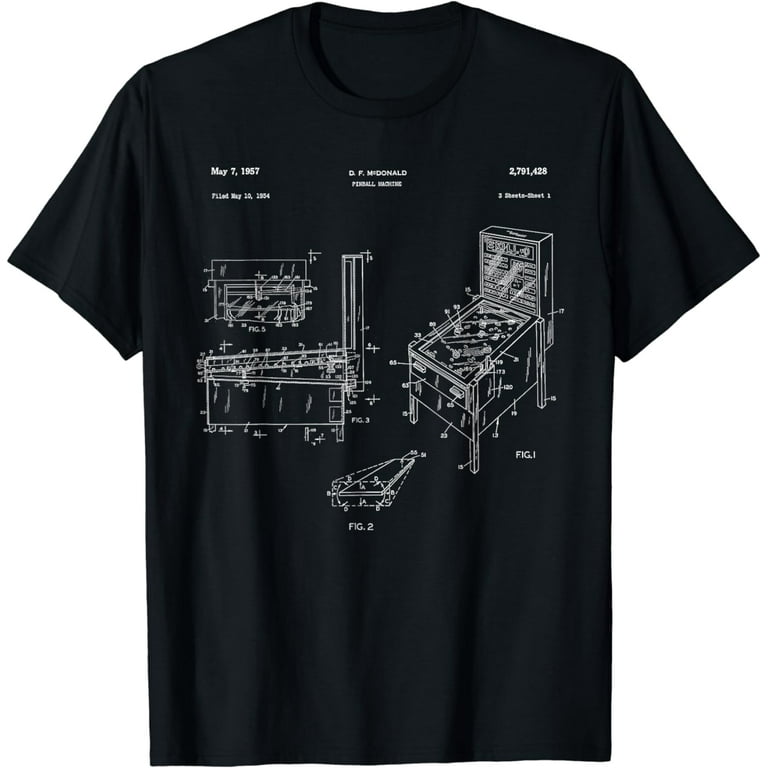 Classic Retro Pinball T-Shirt - Pinball Patent - Gift Classic Retro Pinball T-Shirt - Pinball Patent - Gift