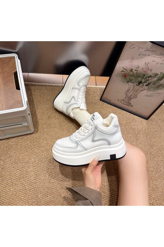 Classic Retro Stylish College Style Thick-soled High-top Women'S Sports Sneaker | All-season, Upper, Fabric Inner and Sole, PVC Sole, Lace-up Closure, Women Shoes