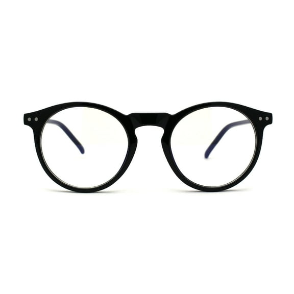Classic Retro Thin Plastic Keyhole Blue Light Flitering Computer Glasses Black