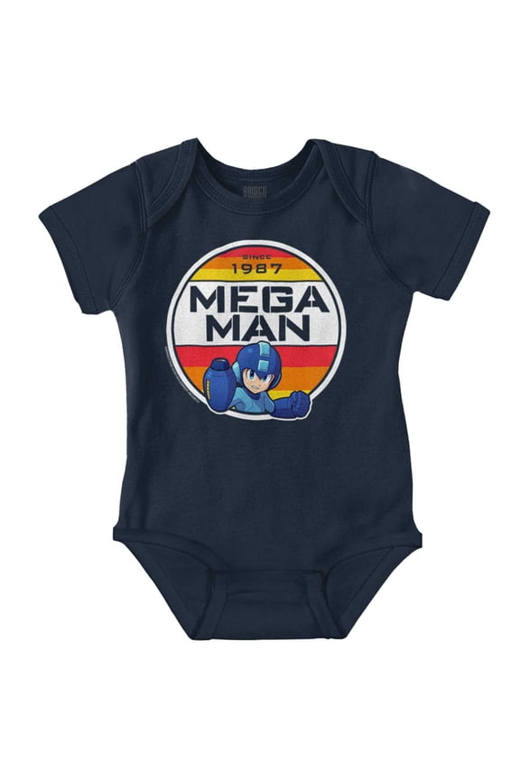 Classic Retro Video Game Mega Man Romper Boys or Girls Infant Baby Brisco Brands 18M