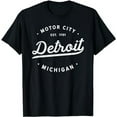 thumbnail image 1 of Classic Retro Vintage Detroit Michigan Motor City black T-Shirt, 1 of 3