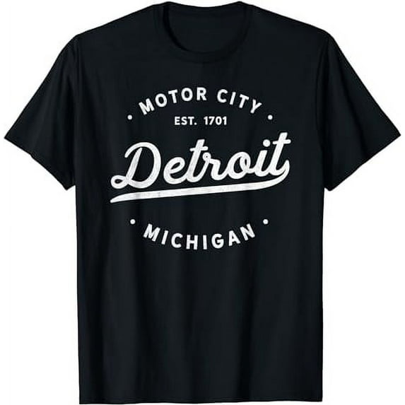 Classic Retro Vintage Detroit Michigan Motor City black T-Shirt