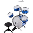 thumbnail image 1 of Classic Rhythm Toy Jazz Drum Set 6 Piece Kids Musical Instrument Playset With 5 Drums, Cymbal, Chair, Bass, Kick Pedal And Drumsticks A Perfect Beginner Gift For Toddlers And Small Children (Blue), 1 of 8