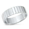 thumbnail image 1 of Classic Ribbed Ridged Ring .925 Vintage Sterling Silver Band Jewelry Female Male Unisex Size 11, 1 of 4