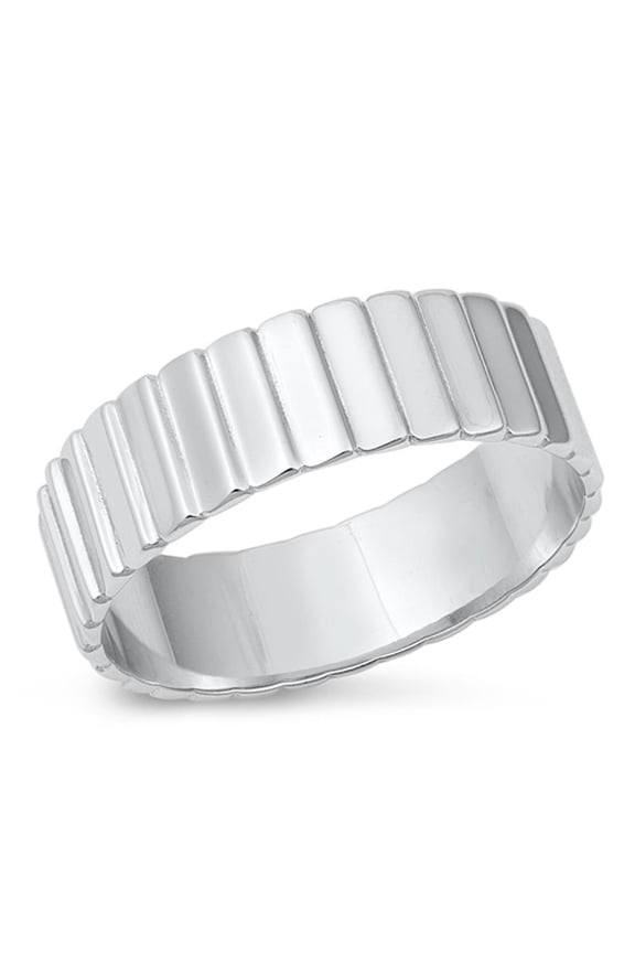 Classic Ribbed Ridged Ring .925 Vintage Sterling Silver Band Jewelry Female Male Unisex Size 12