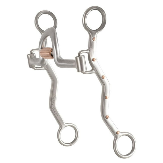 Classic Equine Rickey Green Port Setter Bit - Copper Roller Ported Mouthpiece for Team Roping
