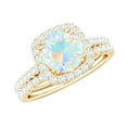 thumbnail image 1 of Rosec Jewels Classic Ring Set with Ethiopian Opal and Moissanite for Women - 8 MM, 10K Yellow Gold, US 3.00, 1 of 10
