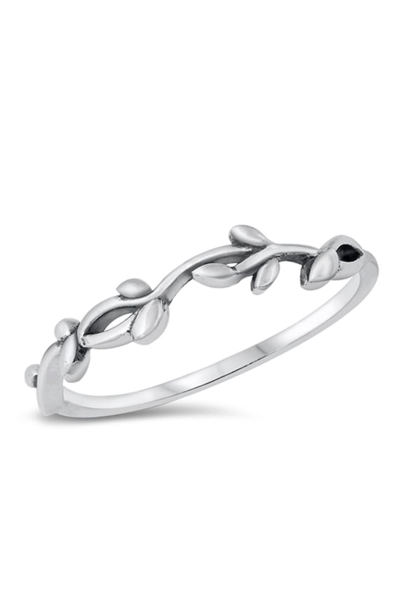 Classic Ring Woodland Branch Leaf .925 Sterling Silver Band Jewelry Female Male Unisex Size 10