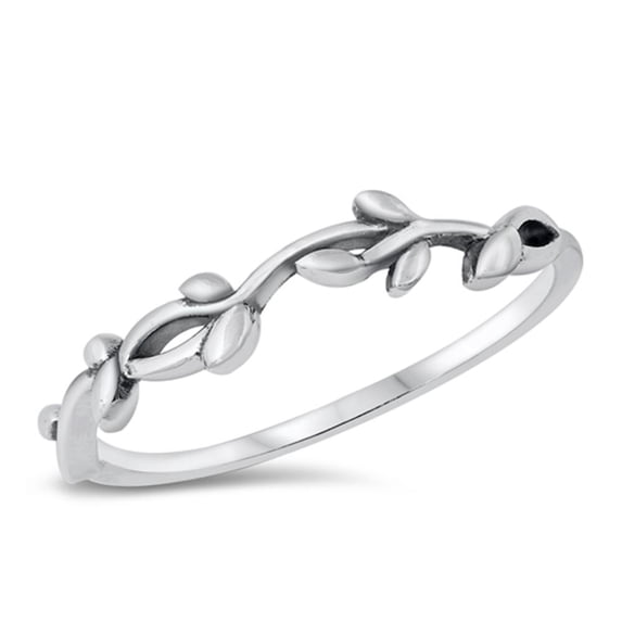 Classic Ring Woodland Branch Leaf .925 Sterling Silver Band Jewelry Female Male Unisex Size 5