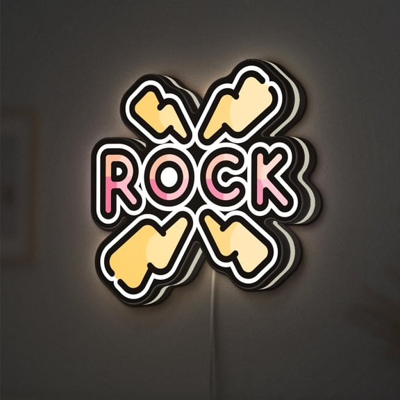 Classic Rock 3D Novelty Light Box for Record Rooms, Vintage Decor, Ideal for Music Lover (Width 12 inch, 30cm)