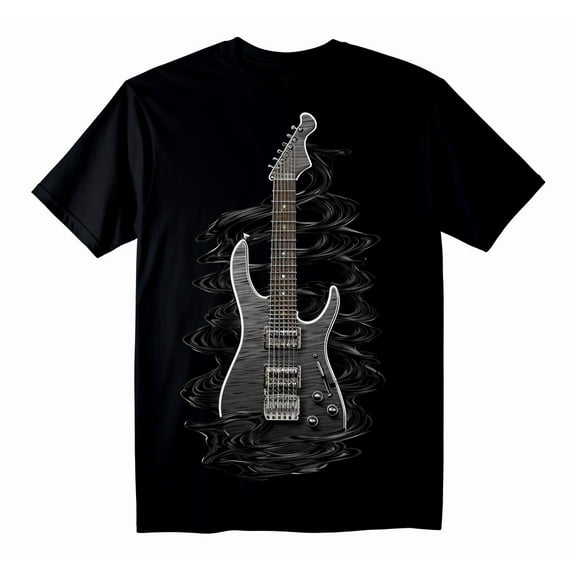 Classic Rock Electric Guitar Tee Men's Black Guitarist T-Shirt