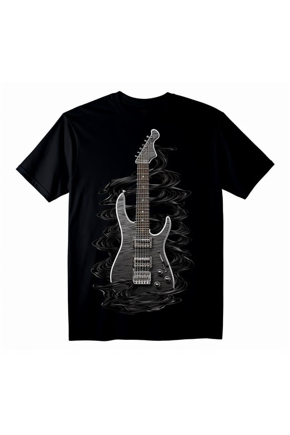 Classic Rock Electric Guitar Tee Men's Black Guitarist T-Shirt