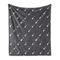 thumbnail image 1 of Classic Rock Soft Flannel Fleece Throw Blanket, Diagonally Aligned 4 String Guitars Music Instruments Pattern, Cozy Plush for Indoor and Outdoor Use, 50" x 70", Charcoal Grey and White, by Ambesonne, 1 of 5