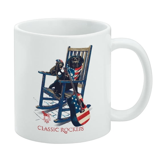 Classic Rockers Dogs Rocking Chair USA Flag White Mug