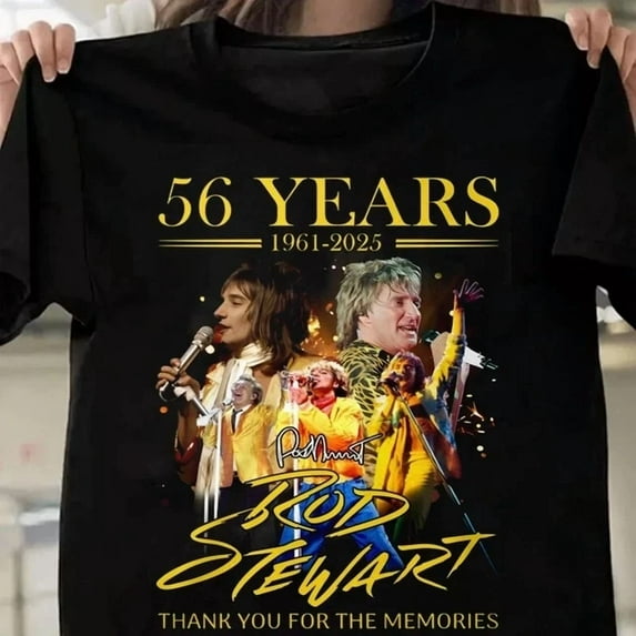 Classic Rod Stewart 56 Years 196-2025 Cotton Unisex All Size S-5XL ,Black Color,Size L