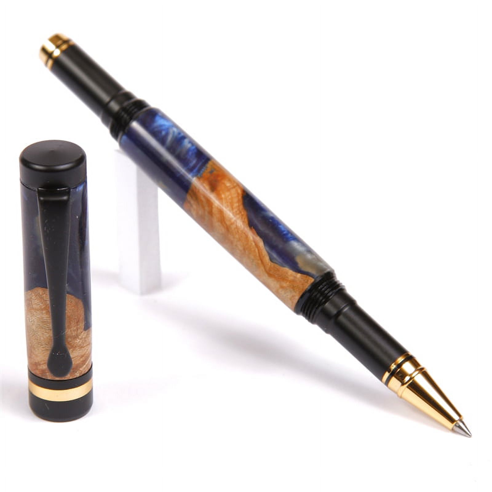 Classic Rollerball Pen - Blue and Silver Burl End Cap