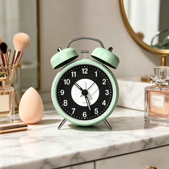 Classic Round Alarm Clock Low Light Display Silent Battery Desk Clock Compact Table Alarm Bedroom Office Dorm Nightstand Clock, Home Decor Time Management Wake Up Reminder