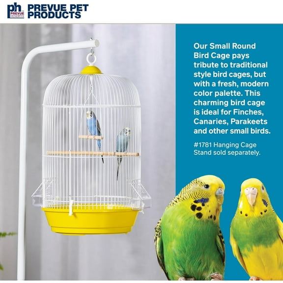 Classic Round Bird Cage for Small Birds, Yellow