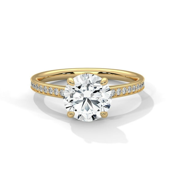 Classic Round Cut Real Moissanite Ring in 14K Gold Plated Sterling Silver