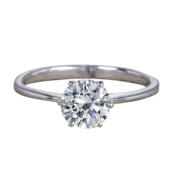 Classic Round Cut Solitaire 1 Carat Man made diamond moissanite Engagement Ring with 18k Gold Plating