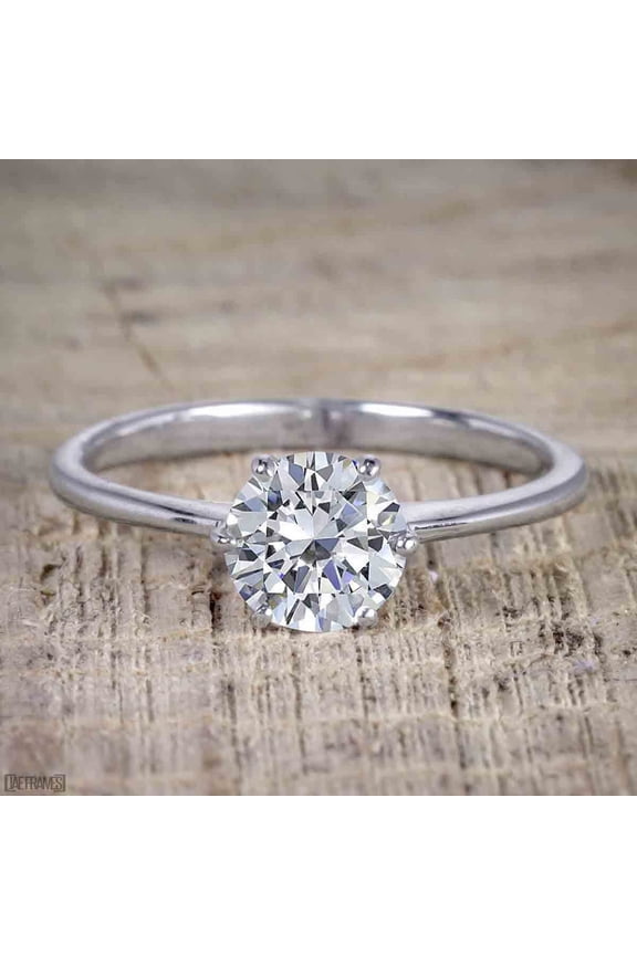 Classic Round Cut Solitaire 1 Carat Moissanite Engagement Ring With 18K Gold Plating