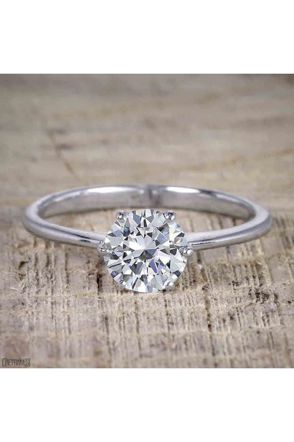 Classic Round Cut Solitaire 1 Carat Moissanite Engagement Ring with 18k Gold Plating