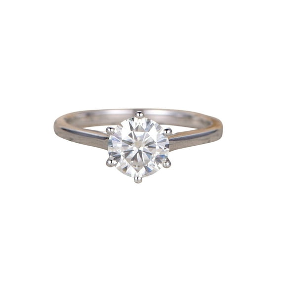 Classic Round Cut Solitaire 1 Ct Moissanite Engagement Ring with 18k Gold Plating