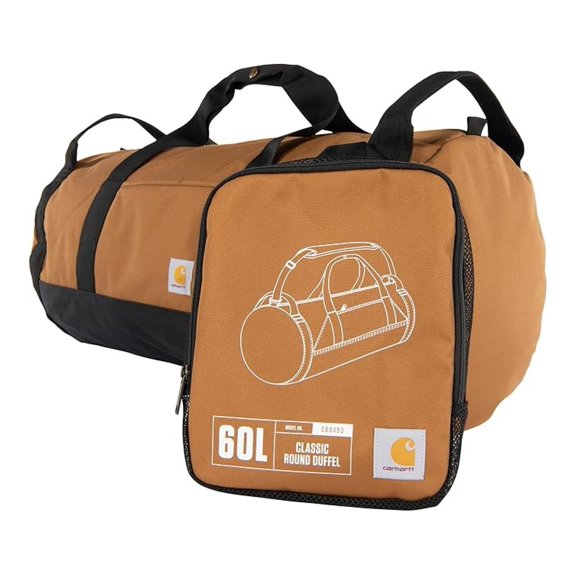 Classic Round Duffel with Utility Pouch, Heavy-Duty, Water-Resistant Packable Gear Bag for Jobsite, Gym, and Travel