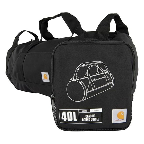 Classic Round Duffel with Utility Pouch, Heavy-Duty, Water-Resistant Packable Gear Bag for Jobsite, Gym, and Travel