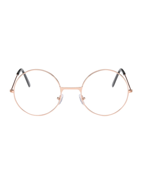Classic Round Glasses Retro Circle Eyeglasses Clear Lens Metal Frame Accessories Non Prescription For Men Women Trendy Cute Lightweight Glasses Beach Party Vacation Wear