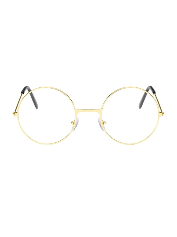 Classic Round Glasses Retro Circle Eyeglasses Clear Lens Metal Frame Accessories Non Prescription For Men Women Trendy Cute Lightweight Glasses Beach Party Vacation Wear