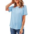 thumbnail image 1 of Classic Round Neck T-Shirt in Light Blue - Perfect for Summer Styling | [ZhiHiMeRi] | (US24-26)3XL, 1 of 10