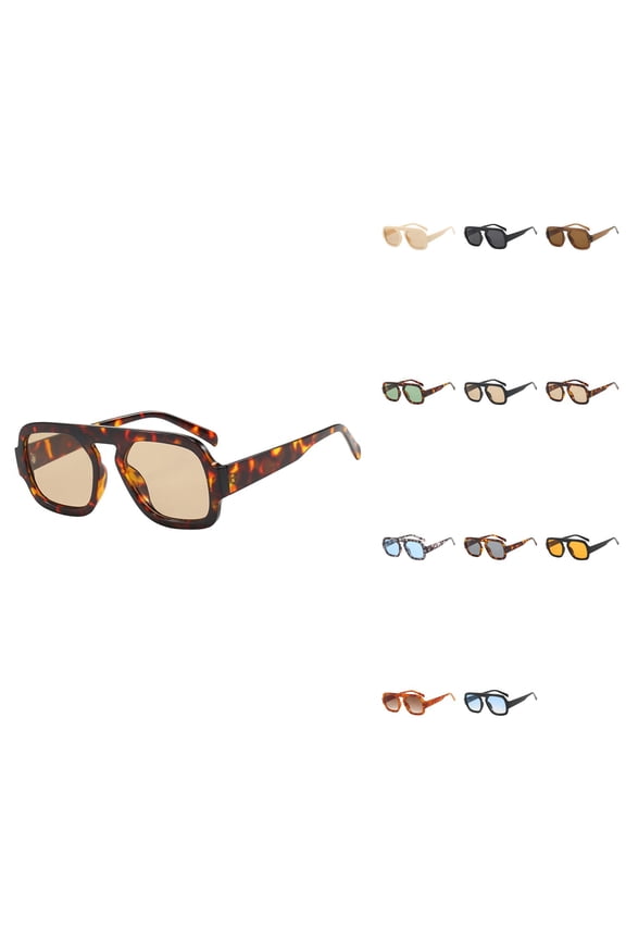 Classic Round Sunglasses for Women Men, Large Frame Vintage 70s Designer Inspired Aviator Shades, Trendy Square Flat Top Sun Glasses