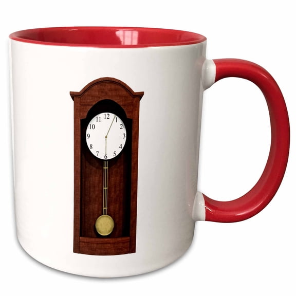 3drose, Classic Round Topped Pendulum Clock, 15oz Two-tone Red Mug