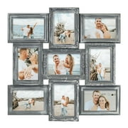 Classic Royal 9-Opening Wall Hanging Collage Photo Frame Family Gallery Display Gray Ashes