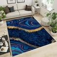 thumbnail image 1 of Classic Royal Blue Marble Area Rug, Luxurious Blue Gold Ink Texture Indoor Non-Slip Kids Rugs, Machine Breathable Durable Carpet For Living Room Bedroom Dining Room Office 5x8ft, 1 of 6