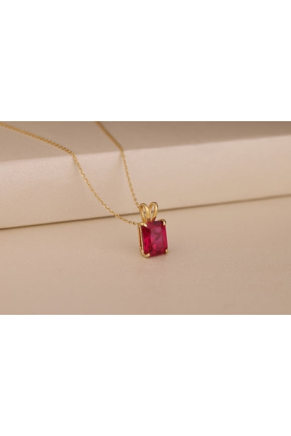 Classic Ruby Necklace, Natural Gemstone Silver Gold Pendant, Simple Bridal Pendant, Anniversary Gift, Friend Wedding Gift, July Birthstone