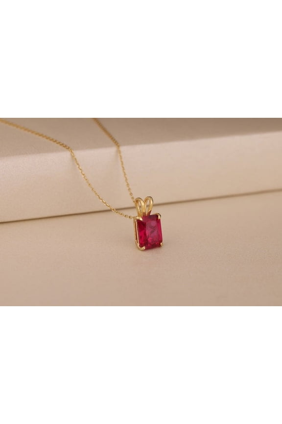 Classic Ruby Necklace, Natural Gemstone Silver Gold Pendant, Simple Bridal Pendant, Anniversary Gift, Friend Wedding Gift, July Birthstone