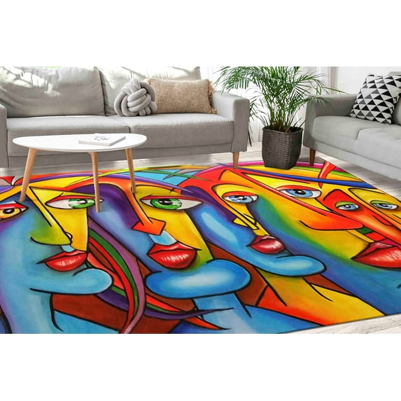 Classic Rug, Man Rug, Colorful Rugs, Modern Rugs, Abstract Portait Rugs, Entryway Rug, Non Slip Rug, Gift For Him Rugs, Runner Rug, 5.2'x7.5' - 160x230 cm