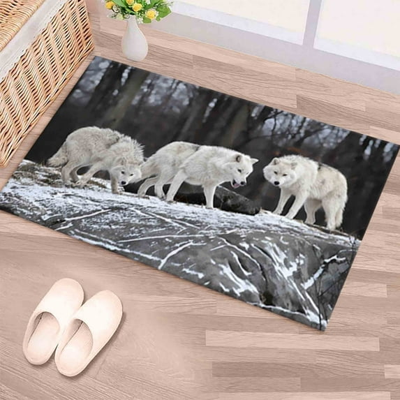 Classic Rug, Personalizeds Rugs, Wolf Rugs, Animal Rug, Farmhouse Rug, Car Mat Rugs, Animal Rugs, Cute Rug, Three Wolfs Rug, Entry Rugs, 2'x3' - 60x90 cm
