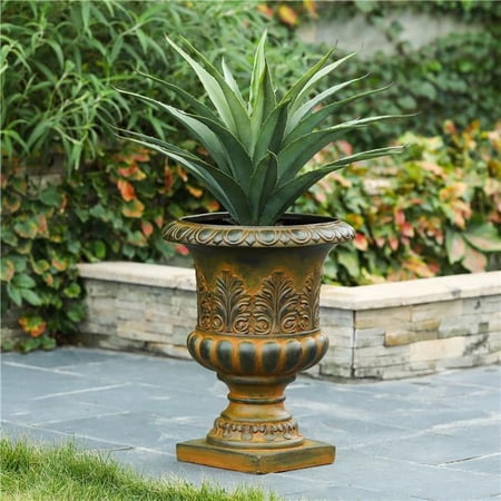 Tapis Rugs Round Bronze Fiberclay Classic Rustic Urn Planter