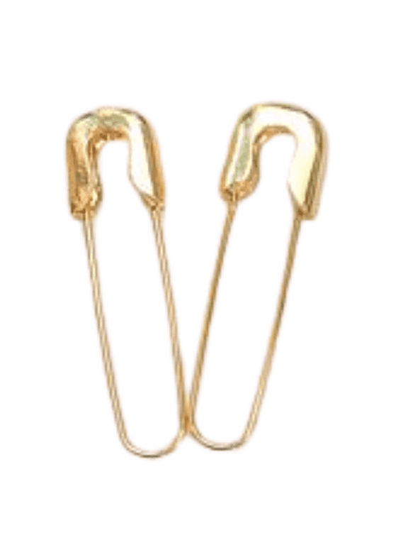 Safety Pin Gold Earrings, Brass