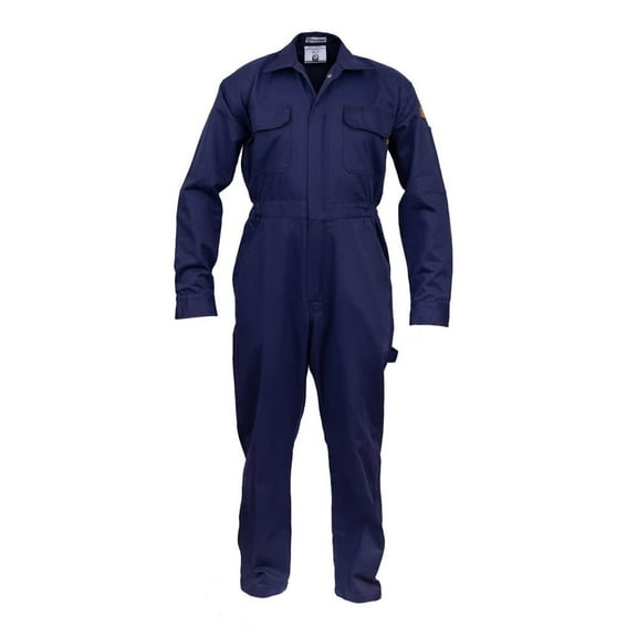 Classic Safety Work Coverall 100% Cotton, 7 oz (Large, Navy Blue)