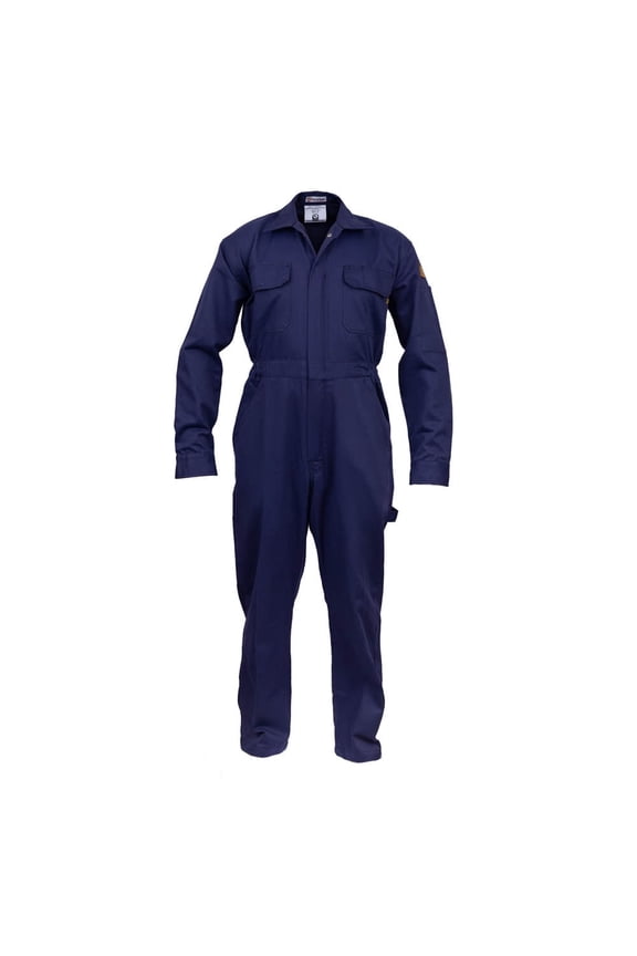 Classic Safety Work Coverall 100% Cotton, 7 oz (Large, Navy Blue)