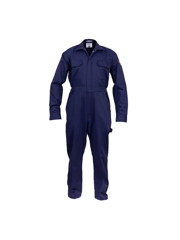 Classic Safety Work Coverall 100% Cotton, 7 oz (Large, Navy Blue)