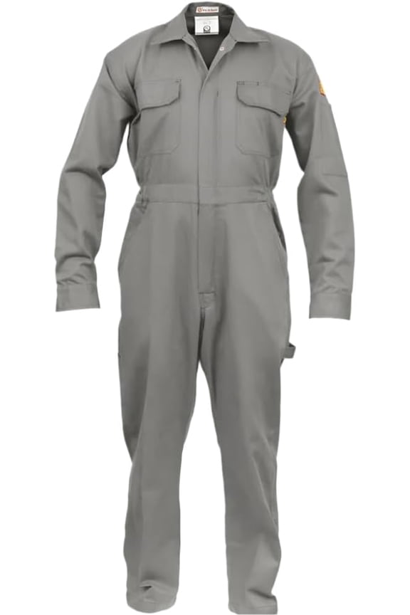 Classic Safety Work Coverall 100% Cotton, 7 oz (Small, Light Grey)